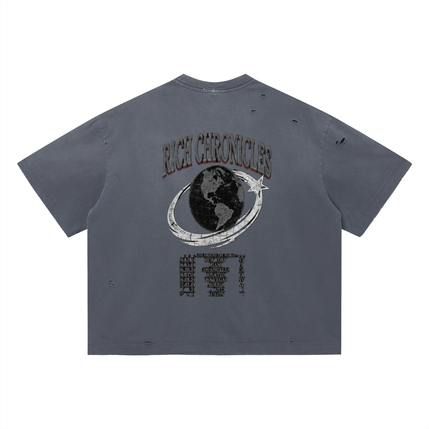 Vintage Washed Distressed World Tour T-Shirt