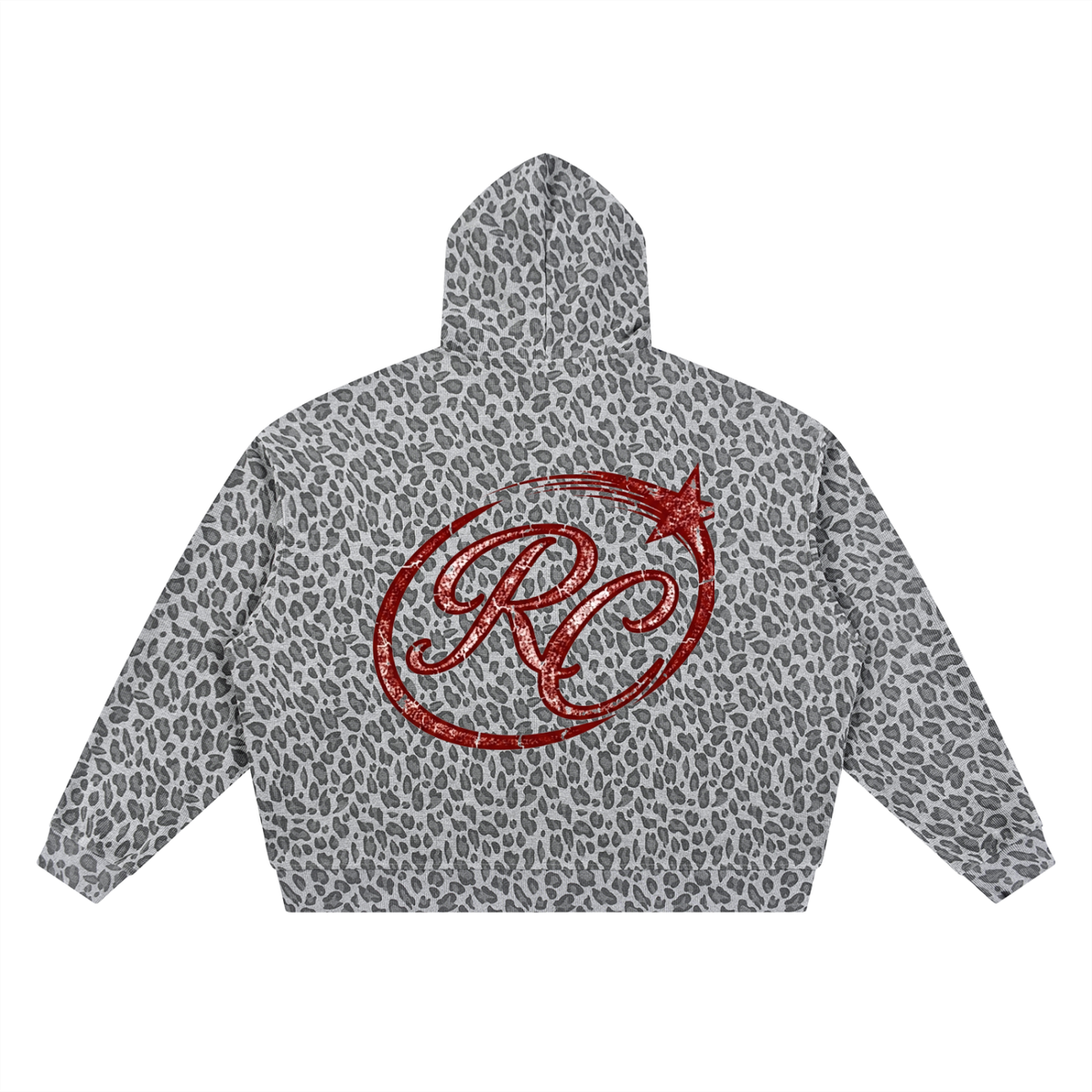 Unisex Leopard Print Waffle Full Zip Hoodie