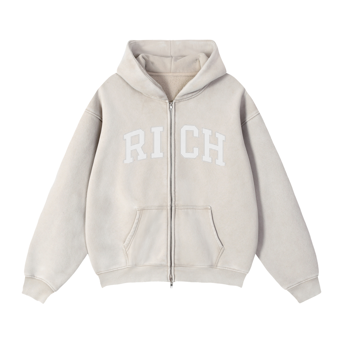 Zip-Through Boxy Fleece RICH Hoodie