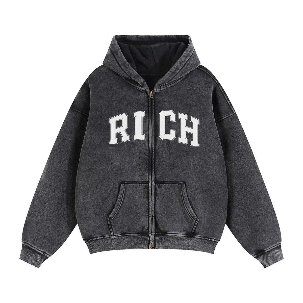 Zip-Through Boxy Fleece RICH Hoodie