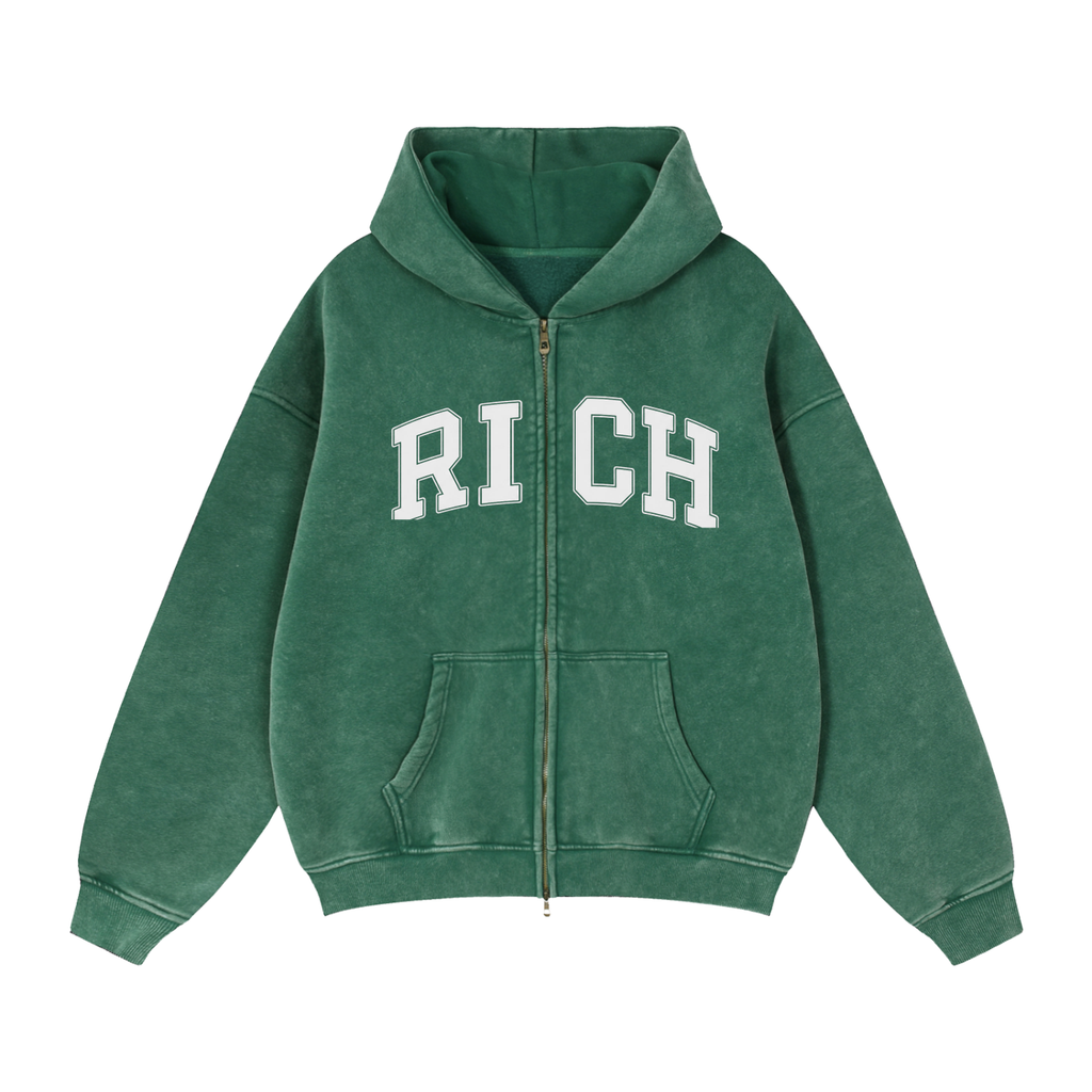 Zip-Through Boxy Fleece RICH Hoodie