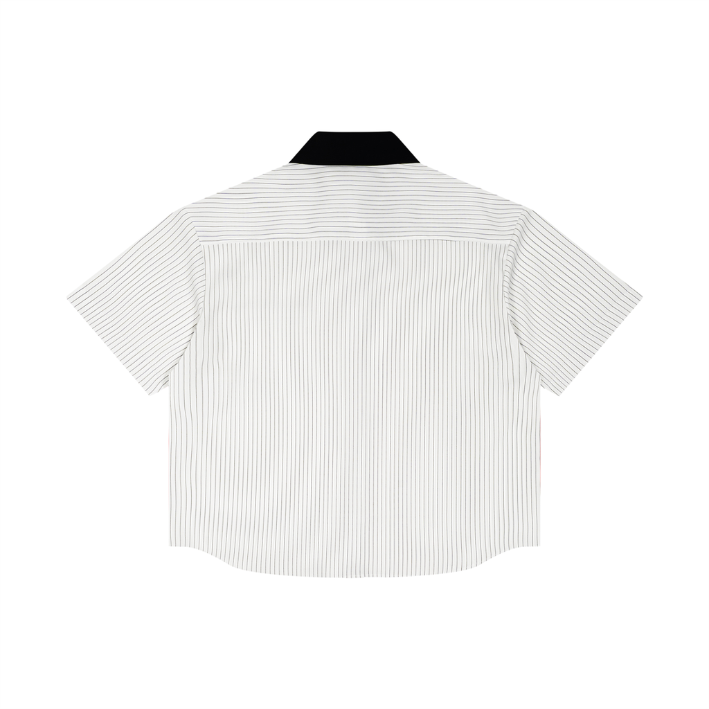 Unisex Striped Boxy Collar Shirt