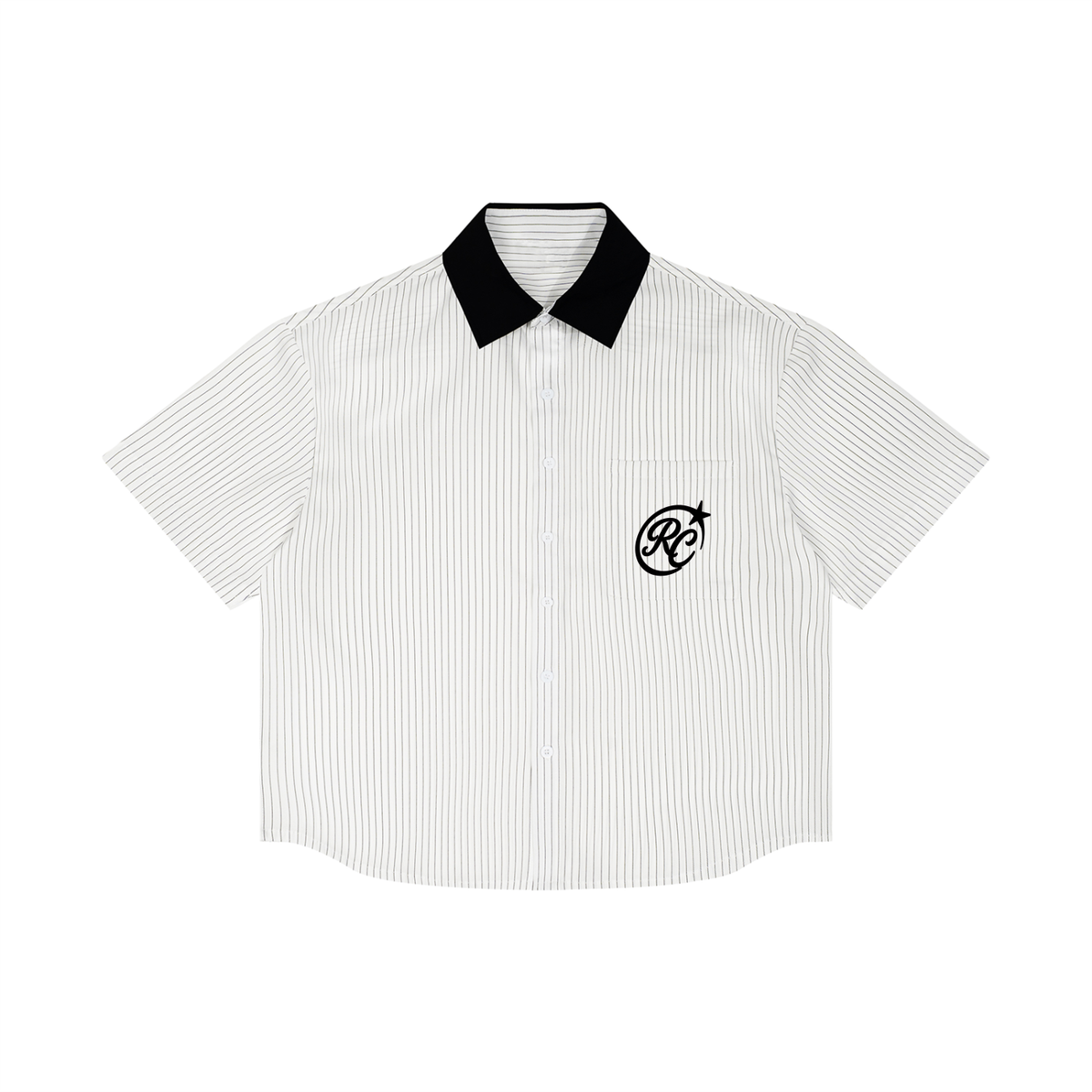 Unisex Striped Boxy Collar Shirt