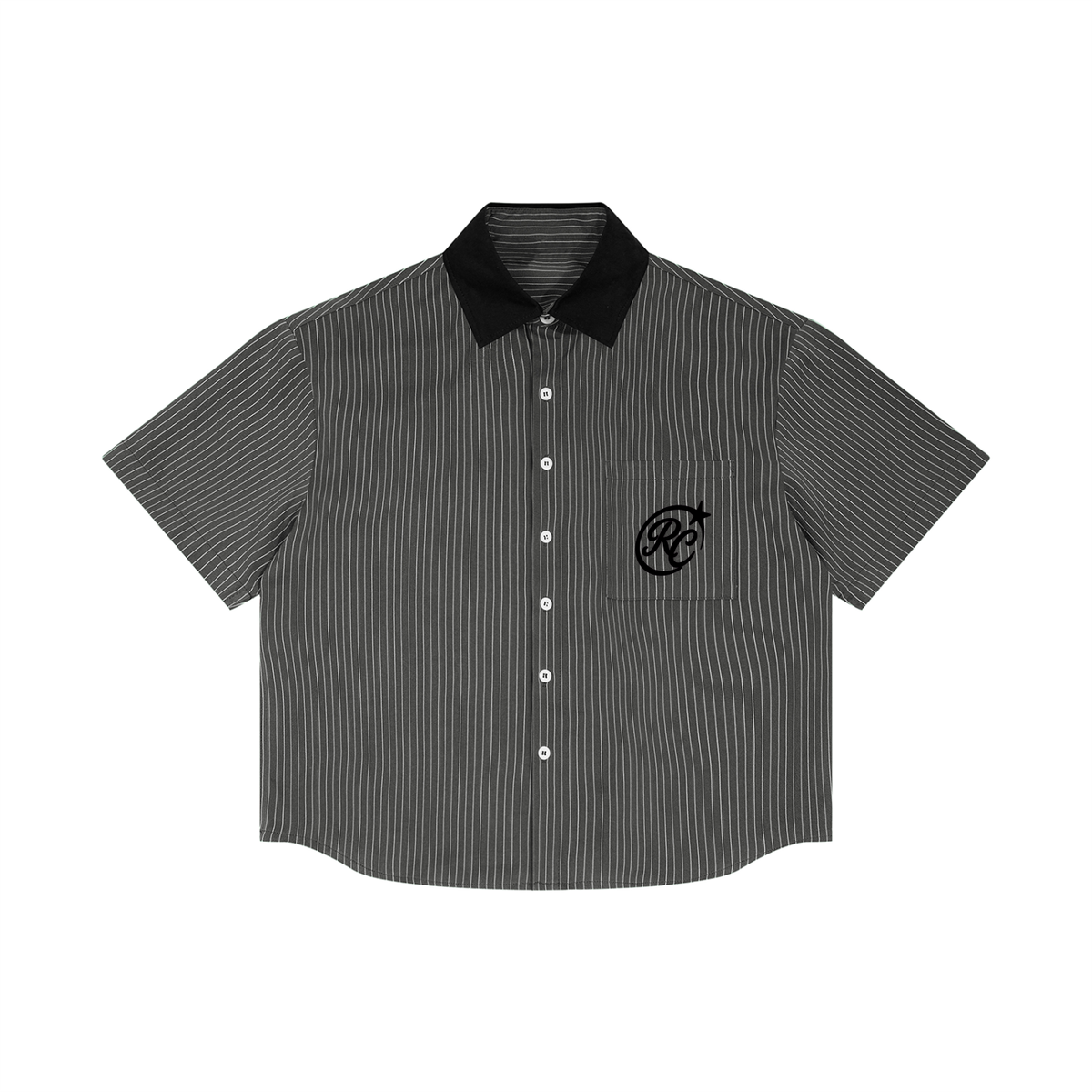 Unisex Striped Boxy Collar Shirt
